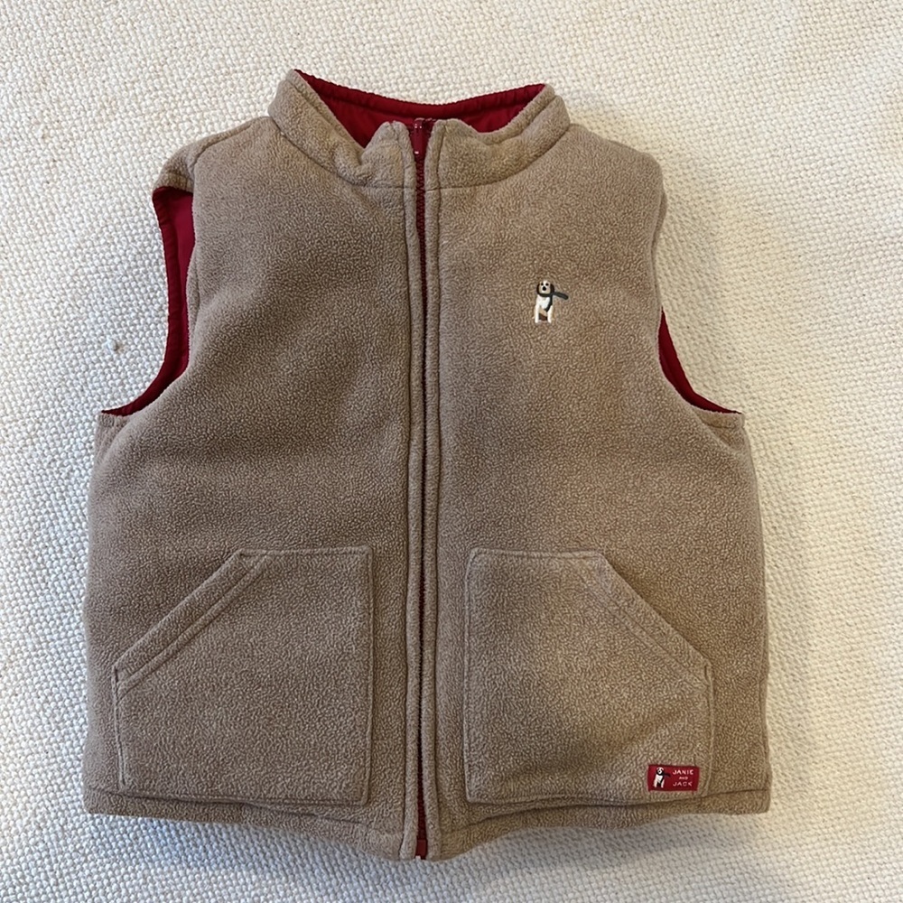 Janie and Jack Boys Reversible Red Puffer Vest - Picture 2 of 4
